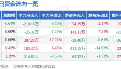 股票行情快报：京能置业（600791）6月12日主力资金净卖出210.16万元
