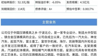 可转债信息提示∣星源卓镁发行可转换公司债券