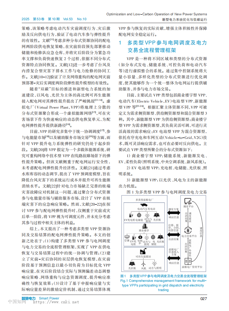 基于多类型虚拟电厂协同及交易结算的配电网弹性提升策略