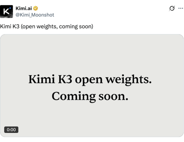 Kimi K3开源:海外热议,华为阿里等国产算力已适配